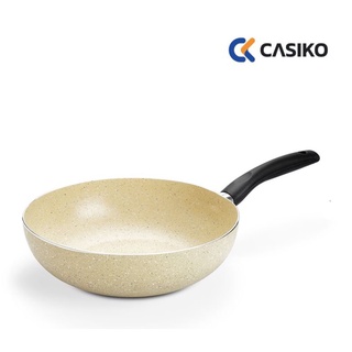 CASIKO กระทะเคลือบ หินอ่อน รุ่น CK 001 กระทะ กระทะเคลือบหินอ่อน ทรงลึก รองรับการใช้งานกับเตาทุกประเภท เตาแม่เหล็กไฟฟ้า