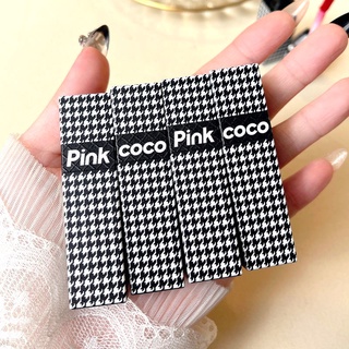 Pink COCO Houndstooth ลิปสติก เคลือบริมฝีปาก เนื้อแมตต์ ดอกพลัม