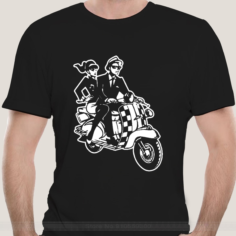 เสื้อยืดโอเวอร์ไซส์เสื้อยืดลําลอง-ผ้าฝ้าย-แขนสั้น-พิมพ์ลาย-ska-biker-mod-motorcycle-moped-lambretta-แฟชั่นสําหรับผู้ชาย
