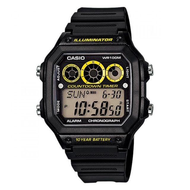 นาฬิกาข้อมือชาย-digital-รุ่น-ae-1300wh-1av-black-yellow