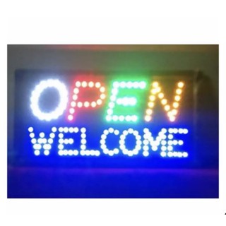 ป้ายไฟLED OPEN WELCOME รุ่น YW-26ขนาด50*26 ซม. อักษร ตกแต่งหน้าร้าน LED SIGN ข้อความ