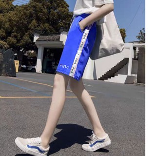 กางเกงขาส้น ผู้หญิง(สินค้าคุณภาพใสดี)ผ้านิ่มเกาหลีผ้าดีใส่สบายฟีรไชส์#191มีกระเป๋าข้าง2ใบ ลายสกรีนใหม่สวย