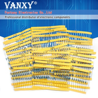 ภาพหน้าปกสินค้า20pcs*30values=600pcs  Metal Film Resistor Assorted Kit 1% 1/4W 10 Ohm ~1M Ohm  new and ที่เกี่ยวข้อง