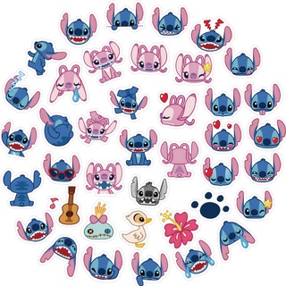 สติกเกอร์ ลายการ์ตูน Stitch And Angel น่ารัก กันน้ํา สําหรับตกแต่งสมุดภาพ (2) 40 ชิ้น