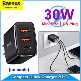 Baseus 30w Usb Charger Type-c+2USB Quick Charger 3.0 Adapter 5A  Fast Charging Travel Wall Charger