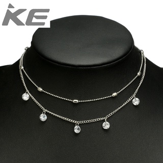 Jewelry Simple Ball Beaded Diamond Necklace Two Layers Zircon Clavicle Chain for girls for wom