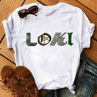 【100% cotton】เสื้อยืด พิมพ์ลายกราฟฟิค Super Hero Loki แฟชั่นสําหรับผู้หญิง