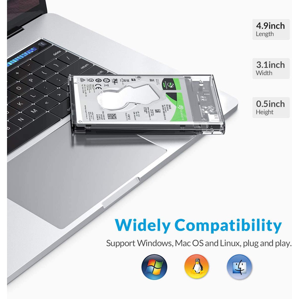 ภาพสินค้าOrico กล่องใส่ HDD แบบใส Harddisk SSD 2.5 SATA เป็น USB 3.1 10Gbps 5Gbps 4TB SSD HDD Enclosure Type C With UASP TRIM (2139C3) จากร้าน orico.th บน Shopee ภาพที่ 4