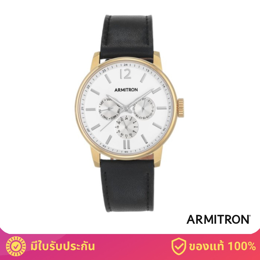 ภาพหน้าปกสินค้าARMITRON AR20/5217WTGPBK (P19) นาฬิกาข้อมือผู้ชาย สายหนัง สีดำ จากร้าน armitron_officialshop บน Shopee