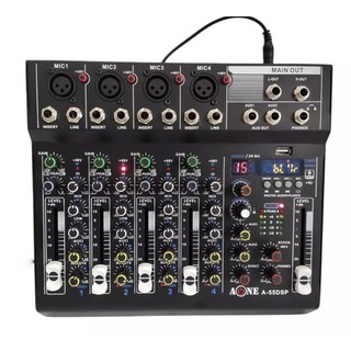 NEW มิกเซอร์ปรับเสียง มิกเซอร์ 4ช่อง เครื่องผสมสัญญาณเสียง Mixer มี Bluetooth ฟังก์ชัน มิกเซอร์ A55DSP (A-One)