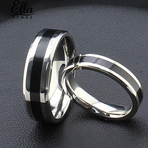 แหวนหมั้นสีดำแหวนไทเทเนียมสเตนเลสเครื่องประดับของขวัญคนรัก