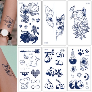 【Magic Tattoo】สติกเกอร์รอยสักชั่วคราว ลายการ์ตูนสัตว์ ช้าง แพนด้า แมว ผีเสื้อ กันน้ํา ติดทนนาน 15 วัน