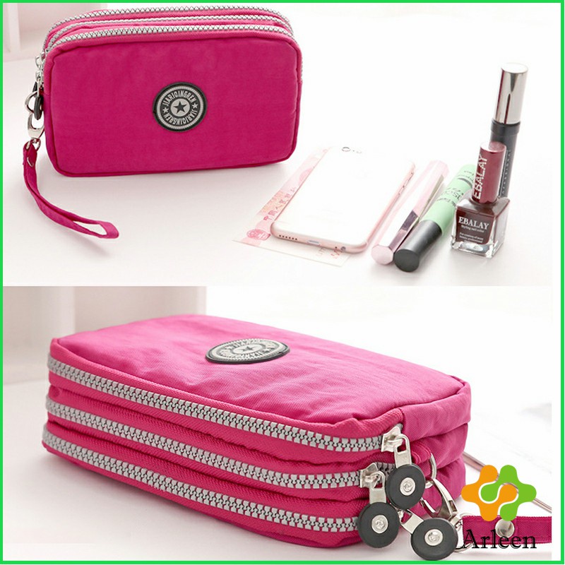 arleen-กระเป๋าใส่เหรียญ-กระเป๋าใส่มือถือ-กระเป๋าผ้ายีนส์-3-ช่อง-ladies-bag