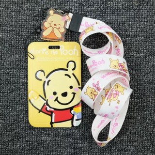 ป้ายชื่อ พร้อมสายคล้อง สำหรับใส่บัตร คีร์การ์ด ได้ค่ะ ลาย Pooh พูห์ ขนาด 6.5x11 ซม.