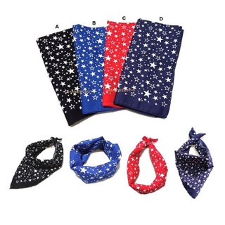 ผ้าลายพิมพ์ดาว ใช้โพกหัวหรือพันคอได้ (Bandana Stars Scarf Headband)