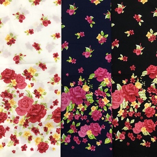 ผ้าคอตตอนไทยแท้100% ลายเชิงดอกกุหลาบ