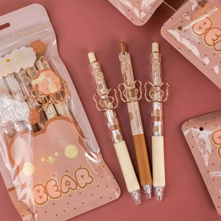 Kawaii ปากกาเจล 0.5 มม. พิมพ์ลายการ์ตูนหมี สุนัขน่ารัก ของขวัญเครื่องเขียน สําหรับเด็ก โรงเรียน 6 ชิ้น ต่อกล่อง