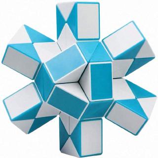 XIAORUI 48 Wedges Snake Magic Cube, Blue and White Magic Ruler Speed Cube Brain Teaser 3D Snake Puzzle Twist Toys For Kids