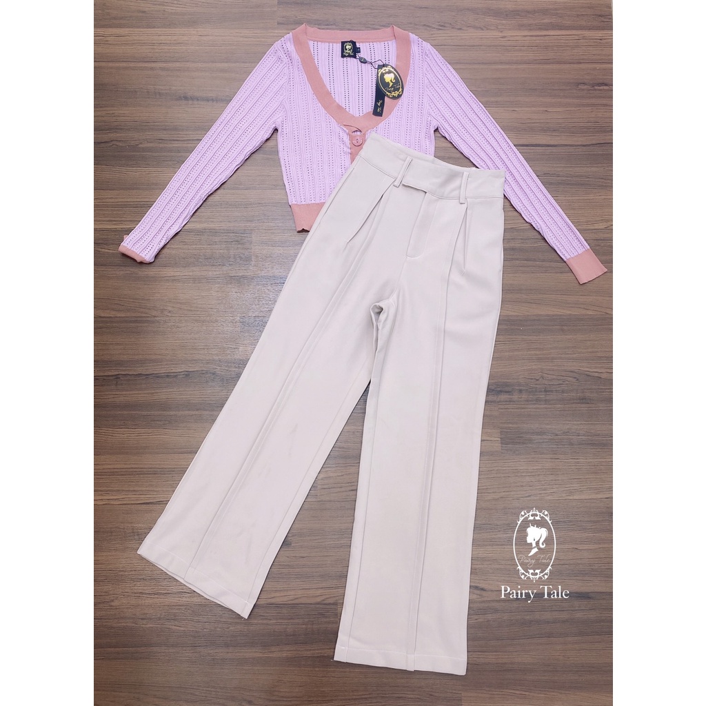 pairy-tale-setเสื้อทอไหมพรมสีชมพูกางเกงสีครีมขากระบอก-ใส่แมตกันตามแม่เป้ยหรือจะแยกกันก็ได้จ้า-เนื้อผ้าดีมาก