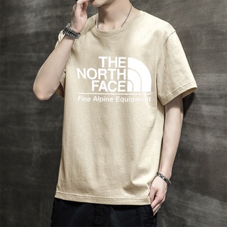 แนวโน้ม Thenorthface เสื้อยืดคอกลม แขนสั้น พิมพ์ลายทางเหนือ เหมาะกับฤดูร้อน สําหรับผู้ชาย