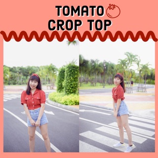 SALE! เสื้อครอป คอปกแขนตุ๊กตา🌷รุ่น Tomato crop top