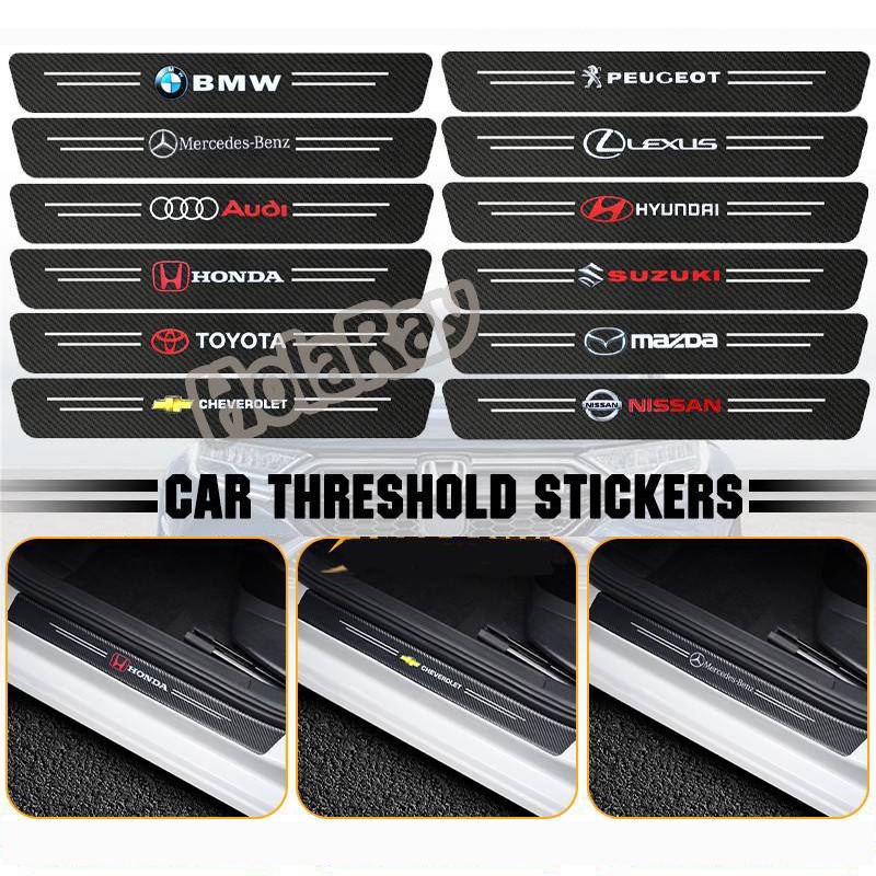 ราคาและรีวิว4 ชิ้น เครื่องหนัง Mercedes Benz Nissan Audi Honda Toyota สติกเกอร์คาร์บอนไฟเบอร์ กันรอยขีดข่วน ติดบันไดรถยนต์ สติกเกอร์​ กันรอยชายบันได​ กันรอยบันไดรถ แผ่นกันรอย​ กันรอยขีดข่วน​ รถยนต์​ โตโยต้า​ ฮอนด้า​ มาสด้า​