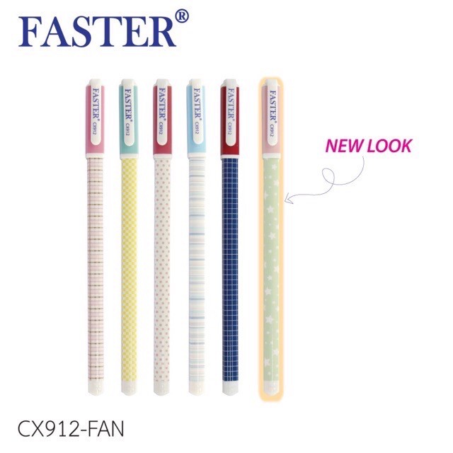 ปากกาลูกลื่น-faster-cx912-ขนาด0-38มม-ปากกาลูกลื่นด้ามเหลี่ยม