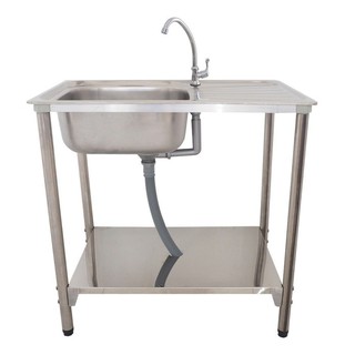 Sink stand FREE STANDING SINK AXIA OCEAN 80 STAINLESS Sink device Kitchen equipment อ่างล้างจานขาตั้ง ซิงค์ขาตั้ง 1หลุม