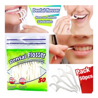 Dental Flosser ไหมขัดฟันพลาสติก ฟันขาวสวยแบบธรรมชาติ 1 แพ็ค 50 ชิ้น 🦷อุปกรณ์ขัดฟัน ช่วยดูแลช่องปาก