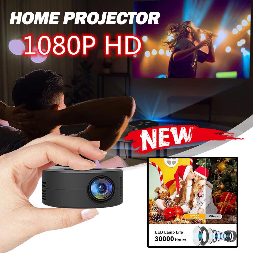 ภาพหน้าปกสินค้าโปรเจคเตอร์ขนาดเล็ก โปรเจคเตอร์โทรศัพท์มือถือ โปรเจคเตอร์พกพาขนาดเล็ก HD 1080P โปรเจคเตอร์ LCD ห้องเรียนโฮมเธียเตอร์
