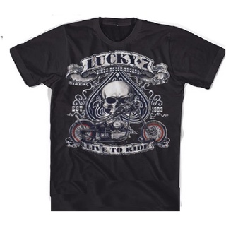 ขายดี!Lwb Lucky Harley Biker Poker Skull Bones Series เสื้อยืดแขนสั้น คอกลม ทรงหลวม คุณภาพสูง พลัสไซซ์ แนวสตรีท แฟชั่นสํ