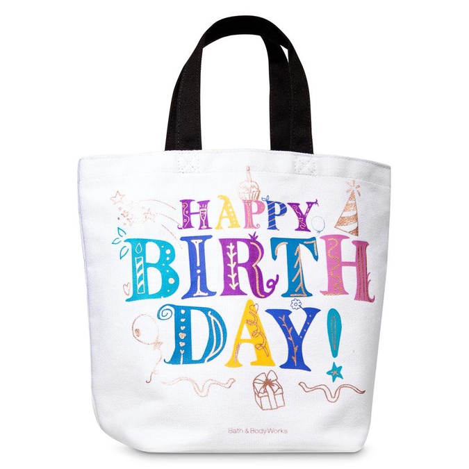 กระเป๋า-bath-body-works-ผ้า-canvas-สกรีนอักษร-happy-birth-day-ใหม่แท้-100-อเมริกา