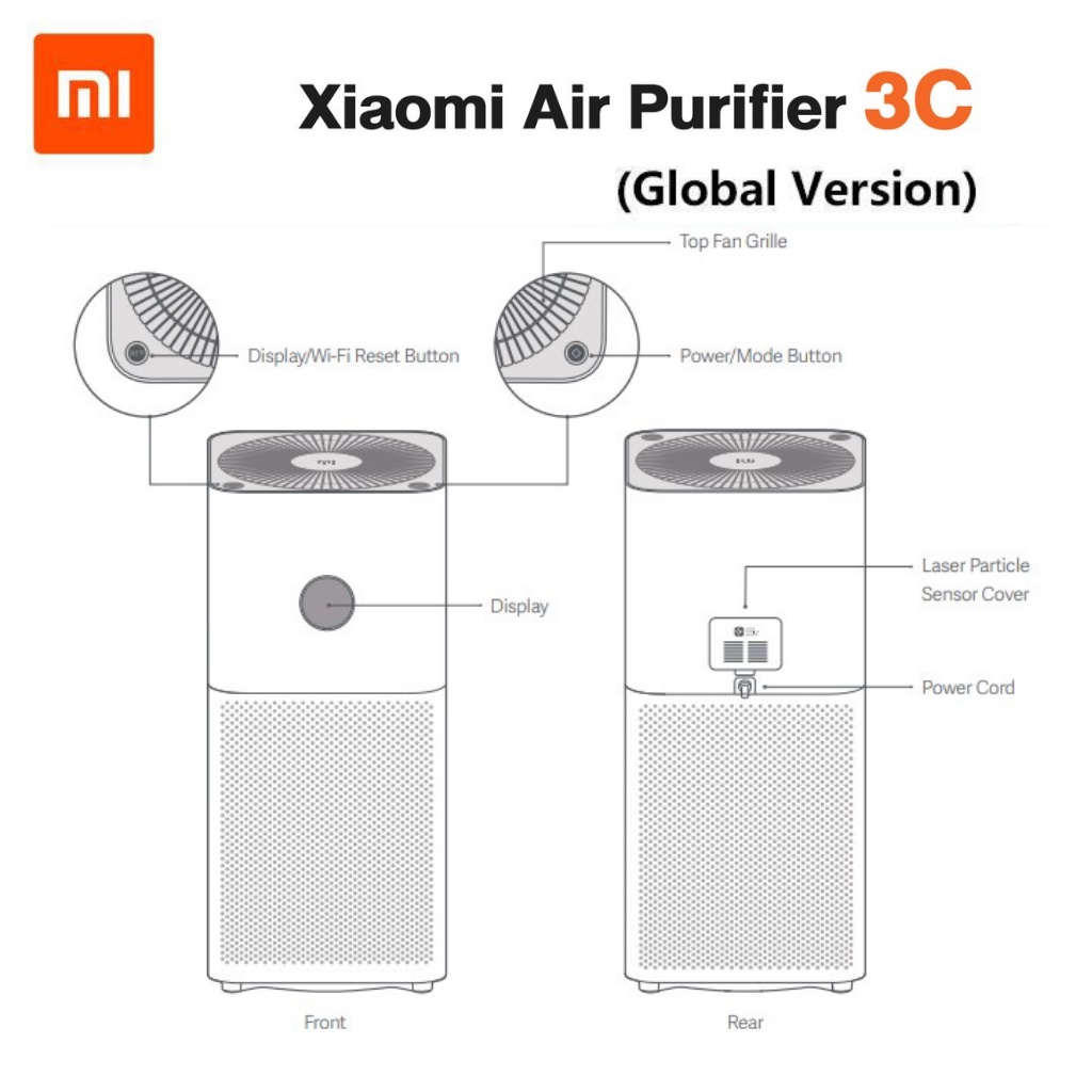 xiaomi-mi-air-purifier-3c-2s-2h-gb-v-เครื่องฟอกอากาศ-สำหรับห้องขนาด-22-38-ตร-ม