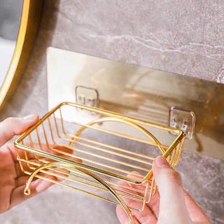 แท่นวางสบู่เหล็กดัดสีทอง วัสดุเหล็กอย่างดี วางสบู่ ตั้งตกแต่งในห้องน้ำ หรือจะแขวนติดผนัง สวยหรู