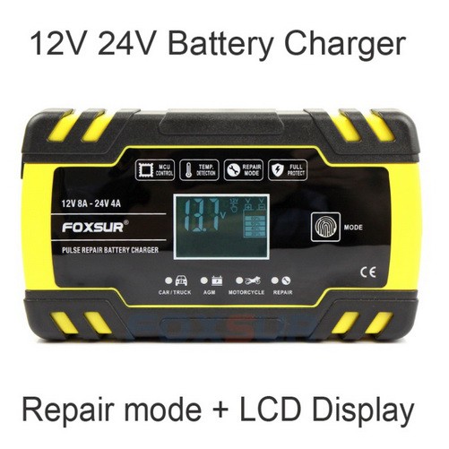 foxsur-fbc122408d-car-battery-charger-เครื่องชาร์จแบตเตอรี่อัจฉริยะ-pulse-repair-charger-เครื่องชาร์จแบตเตอรี่-12v-24v