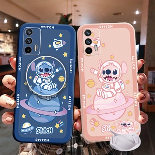 เคสโทรศัพท์มือถือ ขอบสี่เหลี่ยม ลายนักบินอวกาศ NASA พร้อมแหวนขาตั้ง สําหรับ OPPO A16 A94 A53 A15 A12 AX7 A52 A72 A92 A74 A54 5G