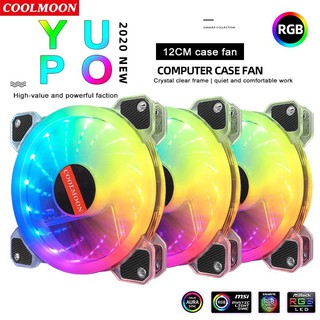 Coolmoon Yupo 3in1/5in1/ 7in1 พัดลมระบายความร้อน พร้อมตัวควบคุม RGB 120 มม. พัดลมระบายความร้อนคอมพิวเตอร์ 3 ใบพัด และตัวควบคุม