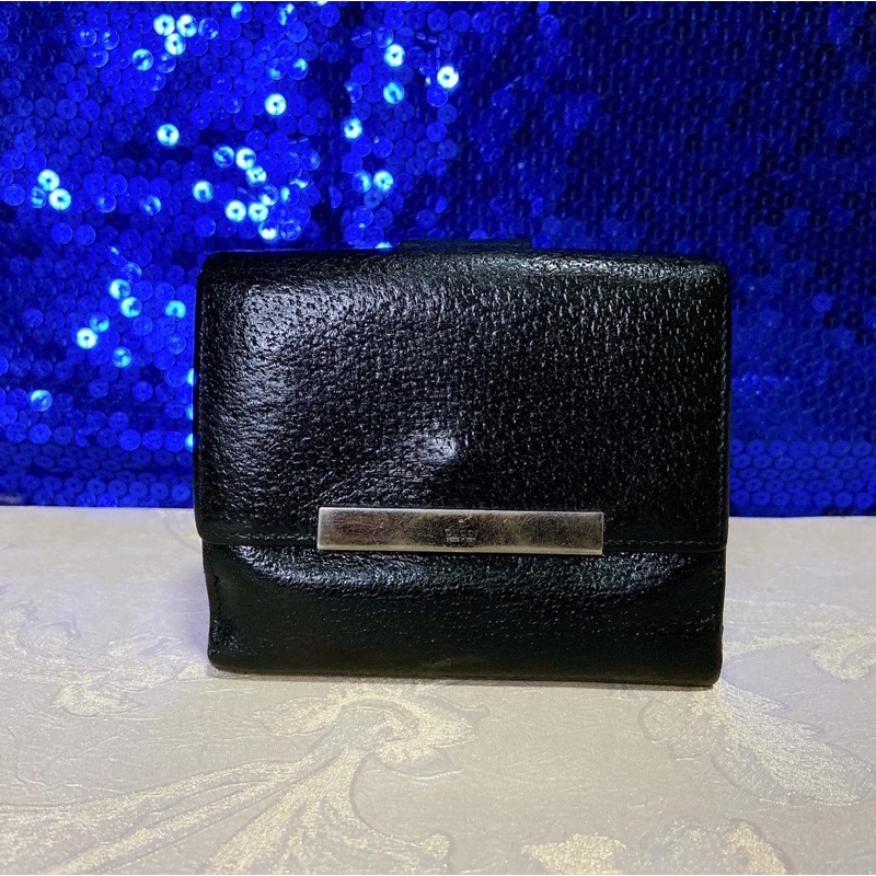 gucci-black-leather-short-wallet-vintage-แท้