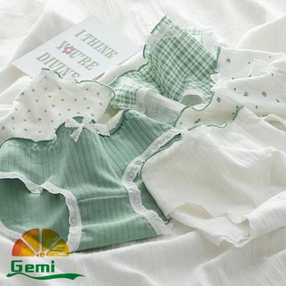 สินค้า 👑Gemi Gemi Gemi👑 #L-016 กางเกงในสีขาวและเขียวอ่อน ลายตาราง มีโบว์ด้านหน้าหลากหลาย สวมใส่สําหรับผู้หญิง ผ้านิ่ม คุ้มค่า