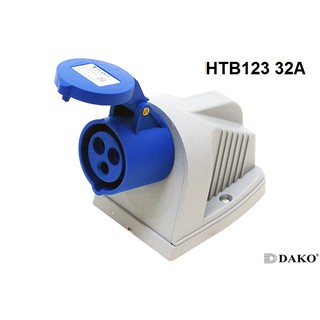 "Dako" Power Plug (เพาเวอร์ปลั๊ก) HTB123 : 32A 220V-250V 3Pin IP44 ตัวเมีย แบบติดลอย