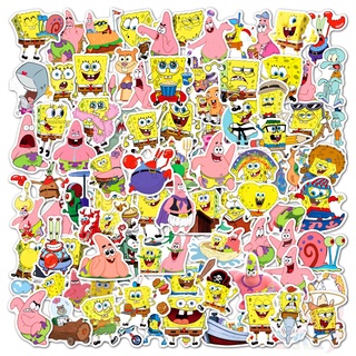 100 ชิ้น / ชุด ☆ สติกเกอร์ ลาย SpongeBob SquarePants Series A สําหรับติดตกแต่ง ☆ สติกเกอร์ ลายกราฟฟิติ กันน้ํา DIY