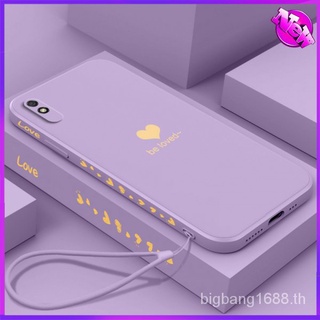 Lovely Heart Silicone Square Case Xiaomi Redmi 9A Soft Phone Casing Cover UnKr