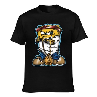 T-shirt  เสื้อยืด พิมพ์ลาย Spongebob Gangster แฟชั่นสําหรับผู้ชายS-5XL