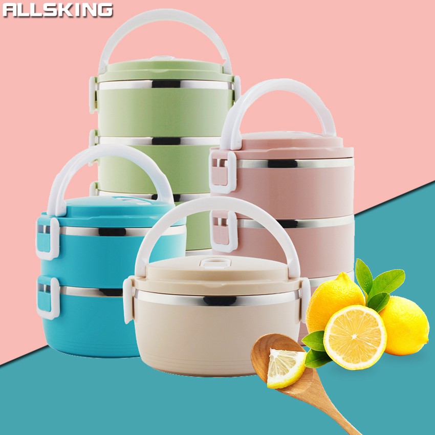 allsking-ปิ่นโตใส่อาหาร-ชุดปิ่นโต-ปิ่นโตพกพา-lunch-box-กล่องอาหาร-ปิ่นโต4ชั้น-ตัวล็อคแน่นหนา-ชามอาหาร