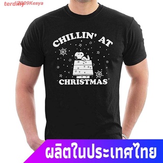 terdiny เสื้อยืดกีฬา Z009Kesya เสื้อยืดสีพื้นผู้ชาย Peanuts Chillin At Christmas Snoopy Mens T-Shirt Sale Peanuts Popul