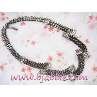 Sale ขาดทุน !!! สร้อยคอแฟชั่นเกาหลีสีเงินรมดำประดับคริสตัลใสและเพชร งานดีไซน์เก๋ๆ ลดราคาพิเศษเลยค่ะ