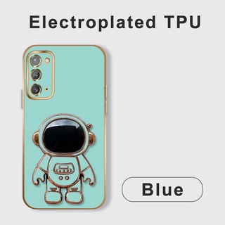 สําหรับ Samsung Galaxy Note20 Ultra Note10 Plus Note10 Lite A81 M60s เคสโทรศัพท์มือถือ TPU นิ่ม ขอบสี่เหลี่ยม ลายนักบินอวกาศ สีพื้น หรูหรา