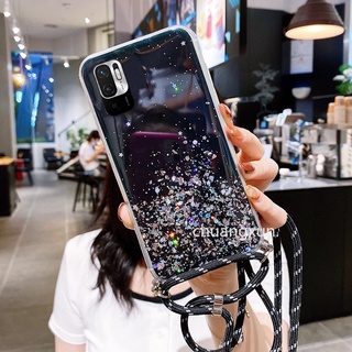 เคสโทรศัพท Xiaomi POCO M3 Pro 5G X3 Pro NFC F3 Mi 11 Redmi Note 10 5G 10S Case เคส Star Sequins Glitter Phone Case Lanyard TPU Soft Cover