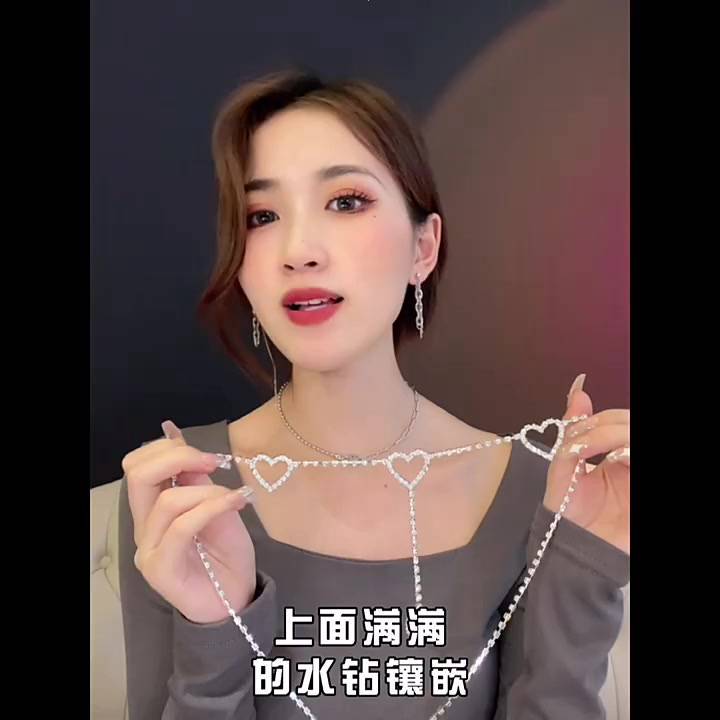 เข็มขัดโซ่คาดเอว-รูปหัวใจ-ประดับเพชร-สไตล์ฮาราจูกุ-สําหรับผู้หญิง