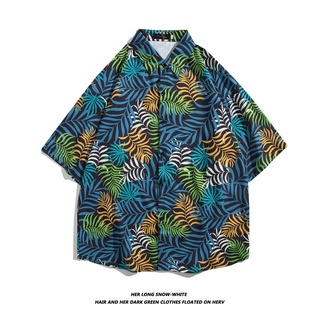เสื้อเชิ้ตแขนสั้น ทรงหลวม คุณภาพสูง เหมาะกับเดินชายหาด สไตล์ฮาวาย สําหรับผู้ชาย
